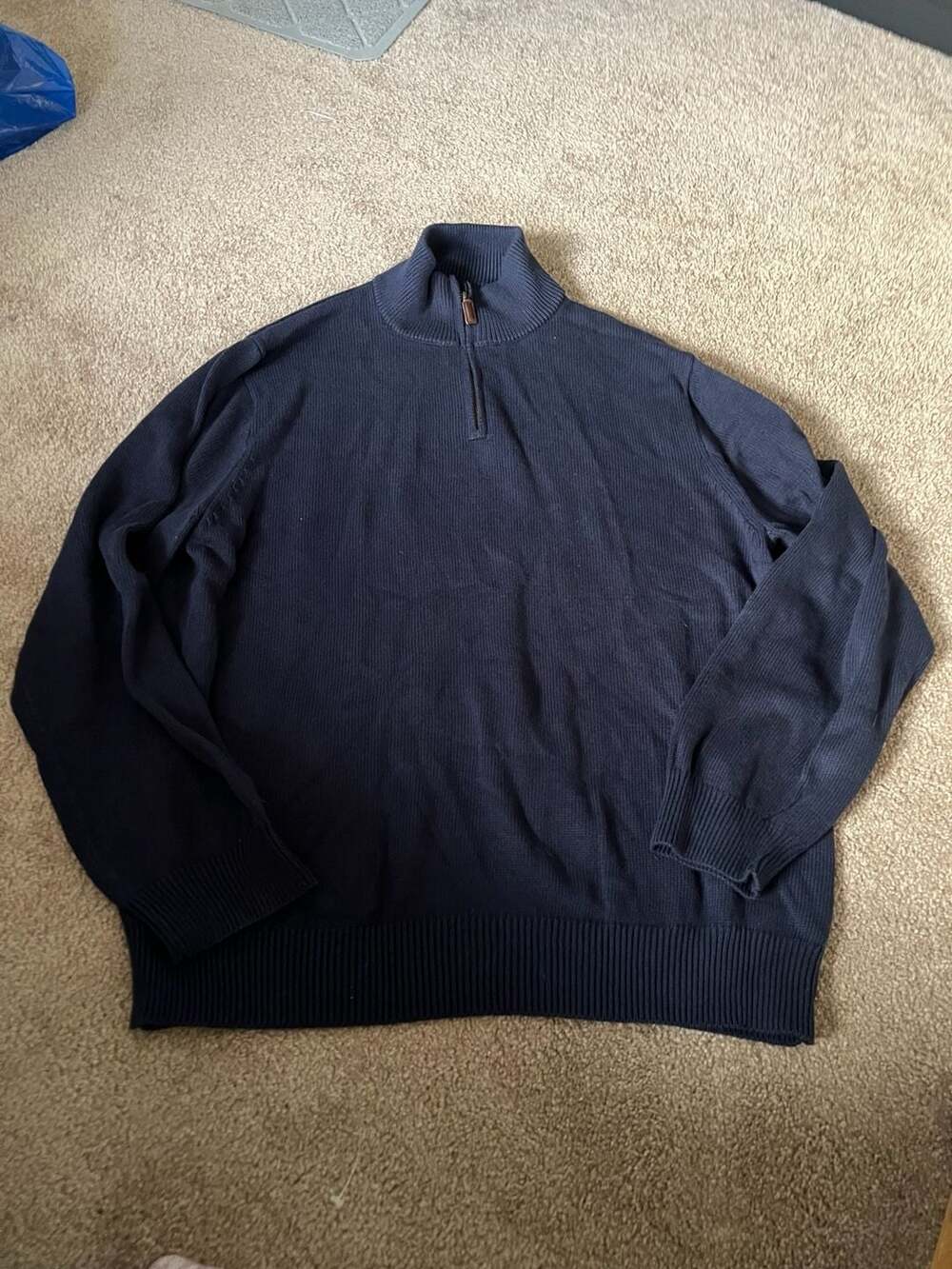 J.Crew Quarter-Zip Sweater Size XXL Navy Blue Cotton Ribbed Pullover